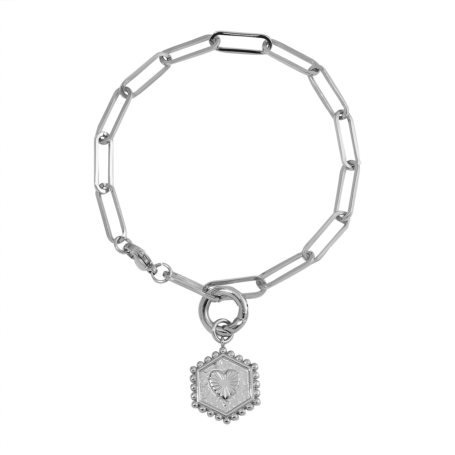 EverTrue Set of 4 Stretch & Adjustable Bracelet with Medallion Heart Charm & Charm Enhancer in Stainless Steel, Durable Jewelry Set, Birthday Gift For Her