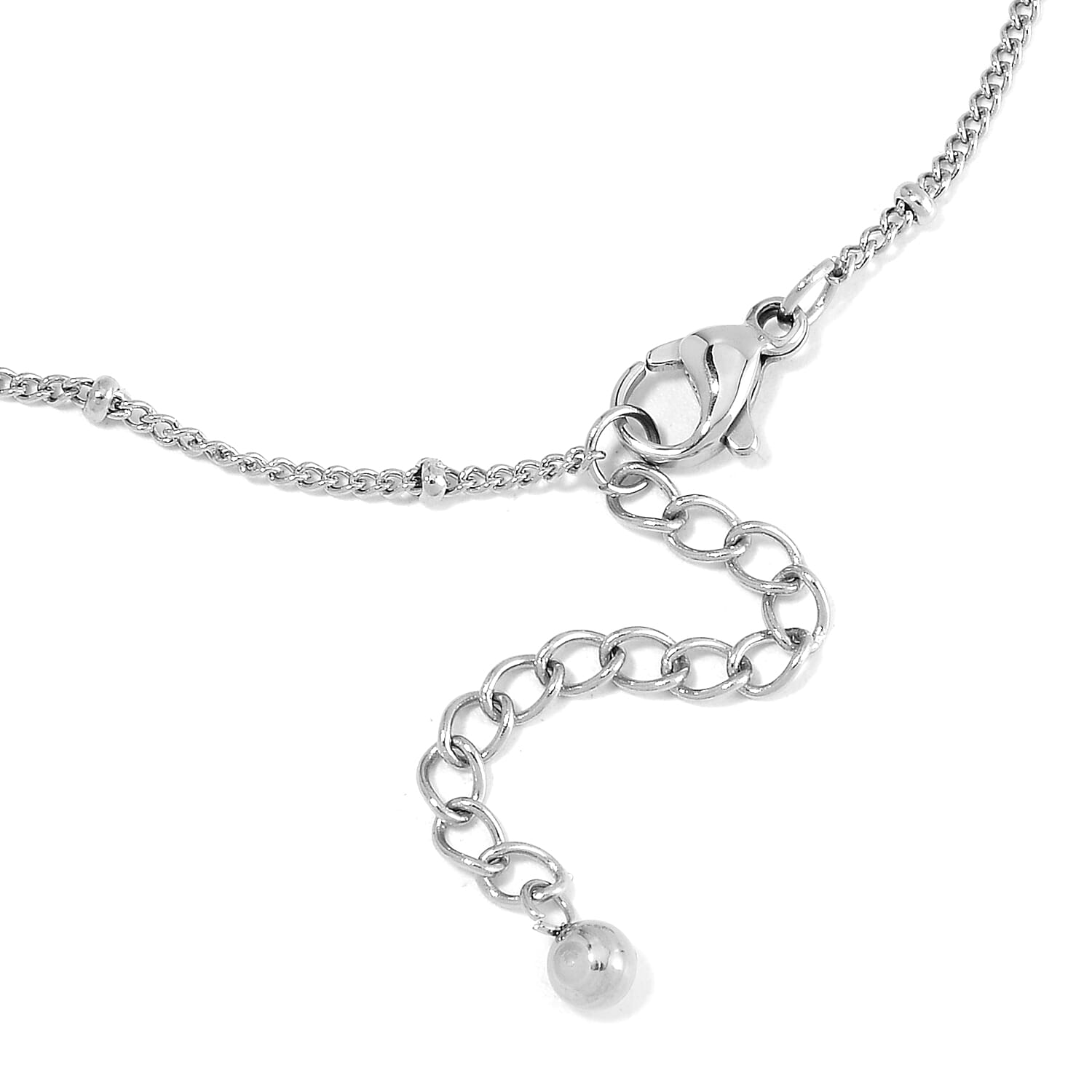 EverTrue Set of 5 White Crystal Rolo, Oval, Beaded, Paper Clip Chain Bracelet in Stainless Steel (Adjustable) (7.50-9.00In)