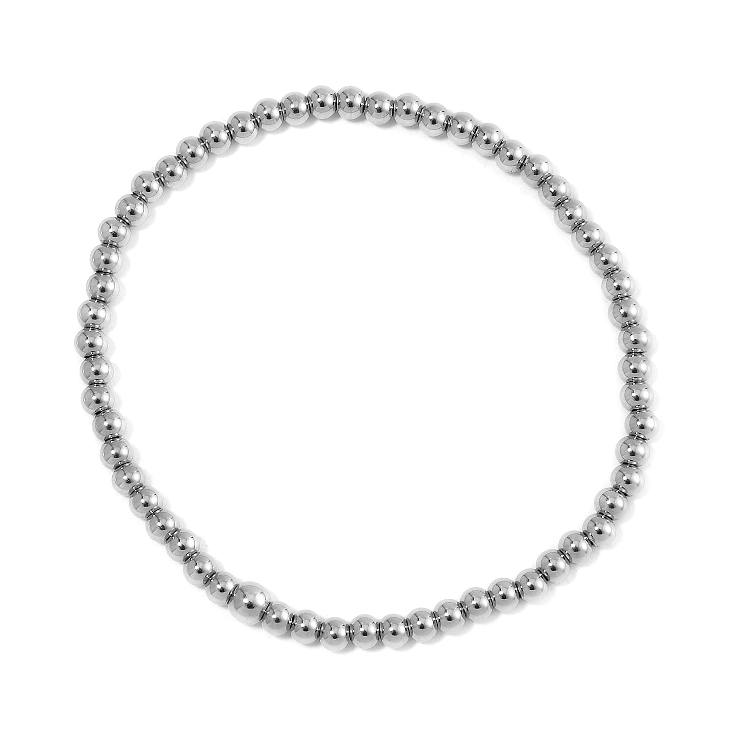 EverTrue Set of 5 White Crystal Rolo, Oval, Beaded, Paper Clip Chain Bracelet in Stainless Steel (Adjustable) (7.50-9.00In)