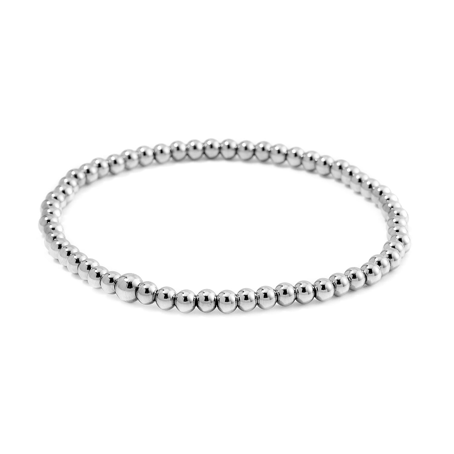 EverTrue Set of 5 White Crystal Rolo, Oval, Beaded, Paper Clip Chain Bracelet in Stainless Steel (Adjustable) (7.50-9.00In)