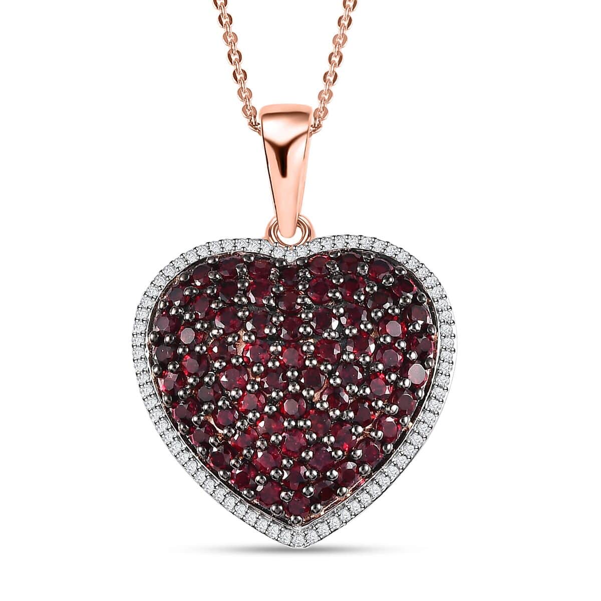 Anthill Garnet Heart Pendant Necklace 20 Inches in Vermeil Rose Gold Over Sterling Silver 3.60 ctw image number 0