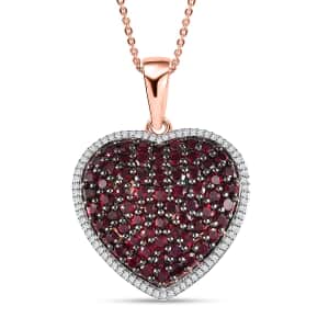 Anthill Garnet Heart Pendant Necklace 20 Inches in Vermeil Rose Gold Over Sterling Silver 3.60 ctw