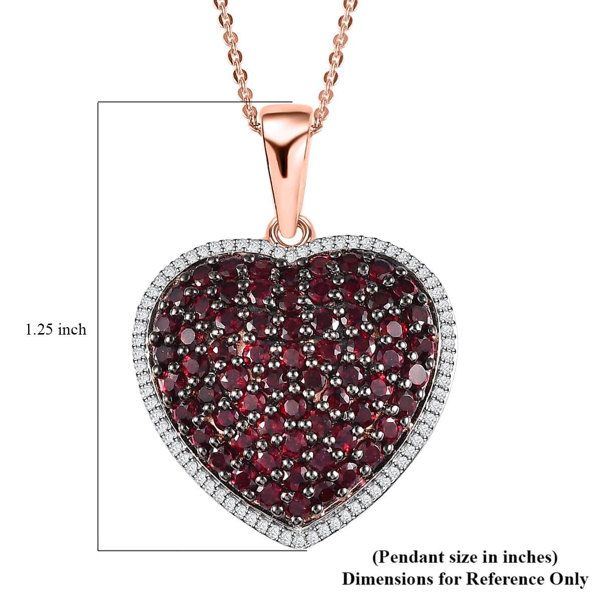 Anthill Garnet Heart Pendant Necklace 20 Inches in Vermeil Rose Gold Over Sterling Silver 3.60 ctw image number 6