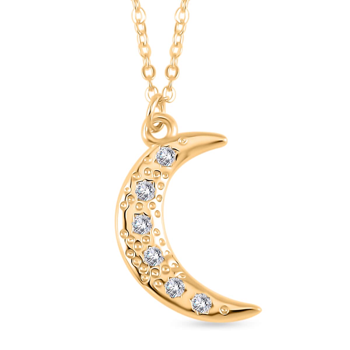 Lustro Stella Finest CZ Moonstar Pendant Necklace in 14K Yellow Gold Over Sterling Silver 18-20 Inches image number 0