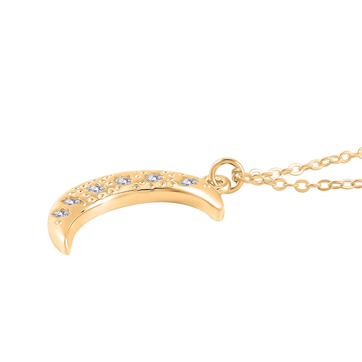 Lustro Stella Finest CZ Moonstar Pendant Necklace in 14K Yellow Gold Over Sterling Silver 18-20 Inches image number 3