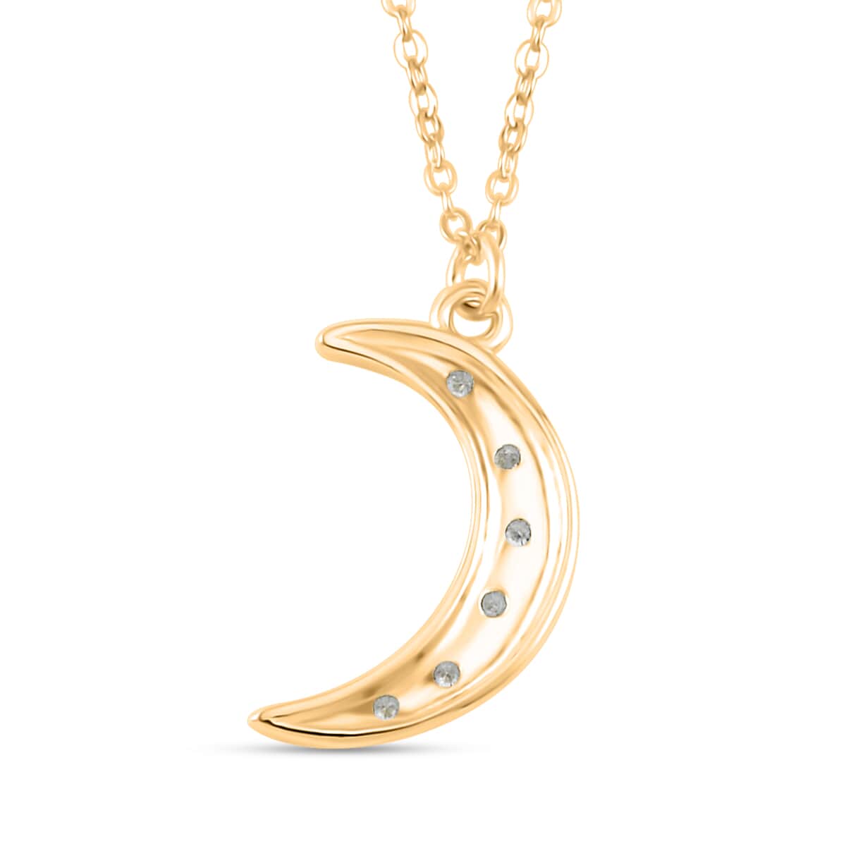 Lustro Stella Finest CZ Moonstar Pendant Necklace in 14K Yellow Gold Over Sterling Silver 18-20 Inches image number 4