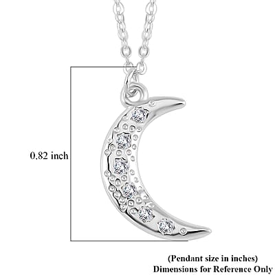 Lustro Stella Finest CZ Moonstar Pendant Necklace in Rhodium Over Sterling Silver 18-20 Inches
