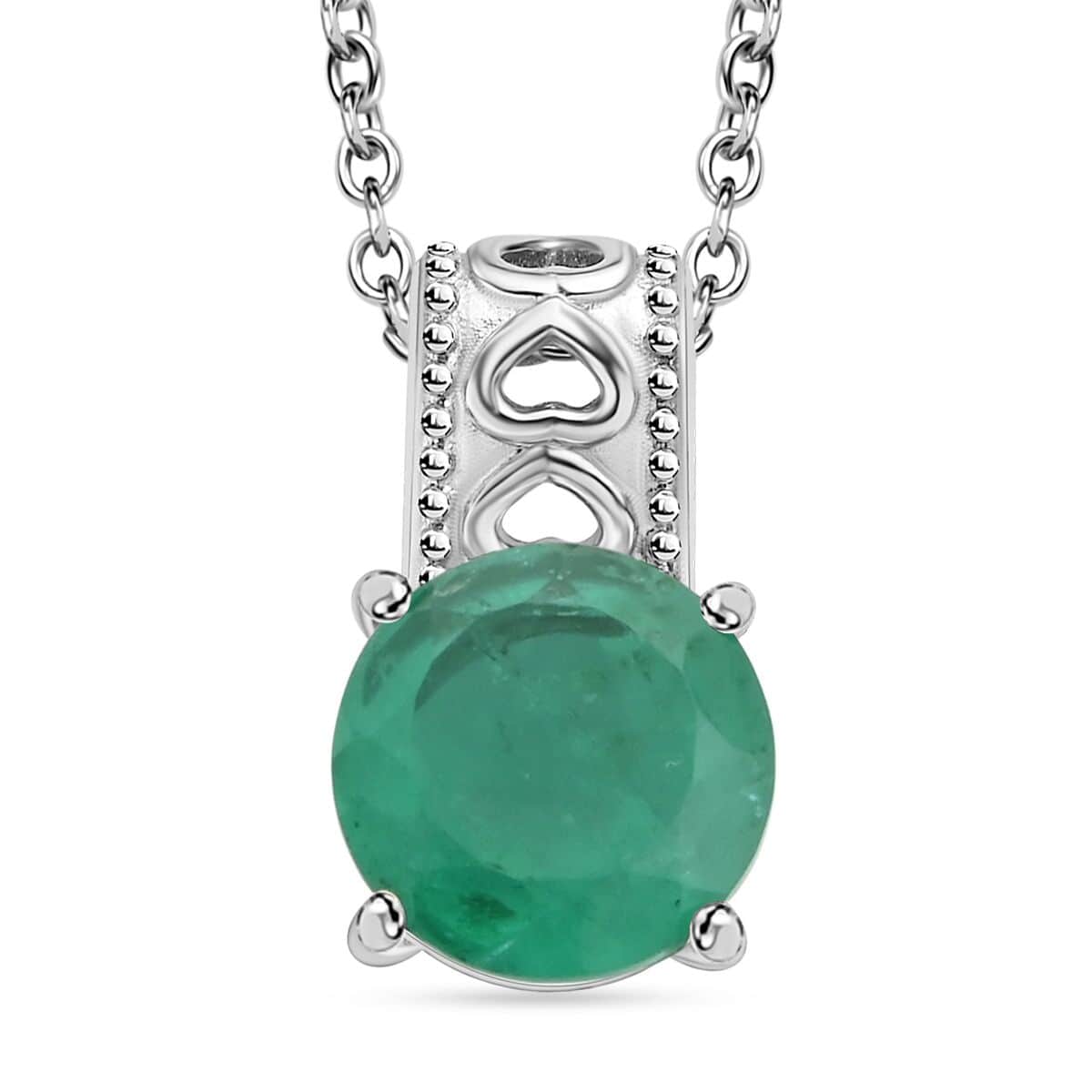 Emeraldine Quartz (Triplet) Solitaire Pendant Necklace 20 Inches in Stainless Steel 3.25 ctw image number 0