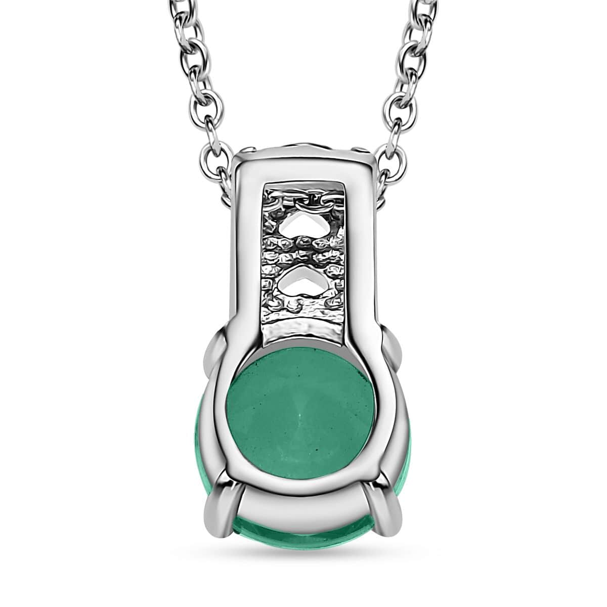 Emeraldine Quartz Solitaire Pendant Necklace 20 Inches in Stainless Steel 3.25 ctw image number 4