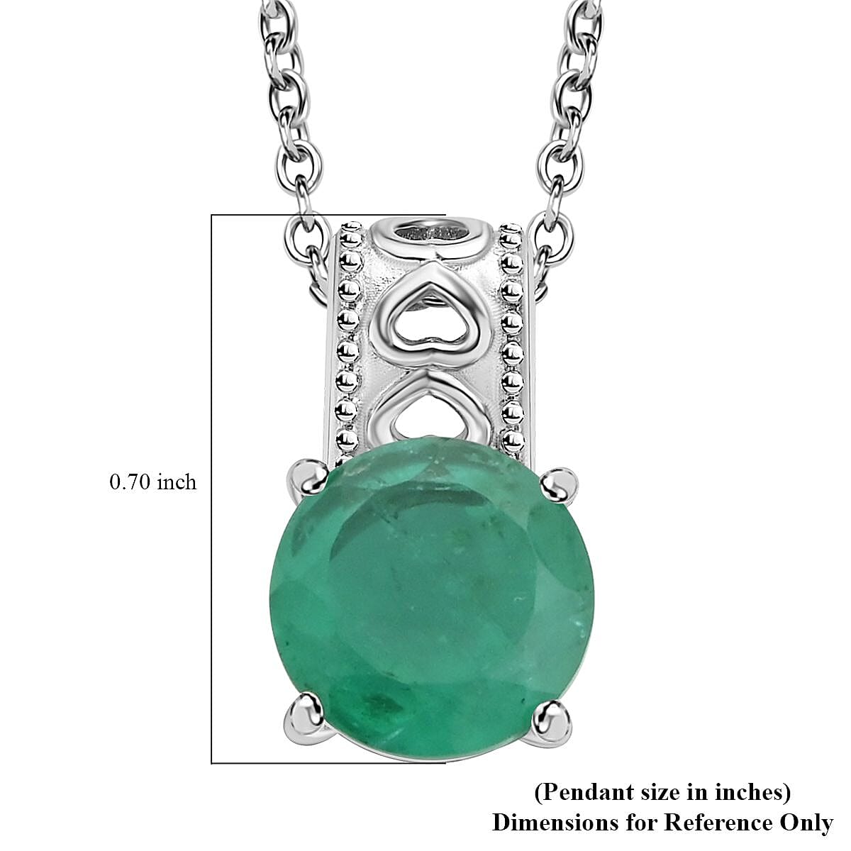 Emeraldine Quartz (Triplet) Solitaire Pendant Necklace 20 Inches in Stainless Steel 3.25 ctw