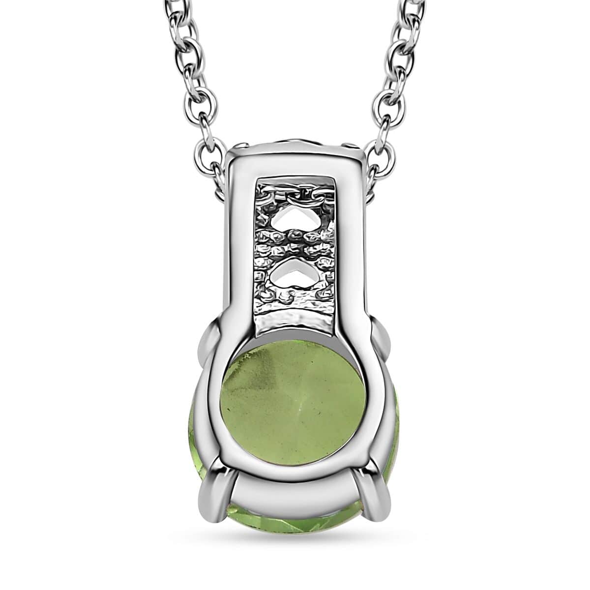 Chartreuse Quartz (Triplet) Solitaire Pendant Necklace 20 Inches in Stainless Steel 4.00 ctw image number 4