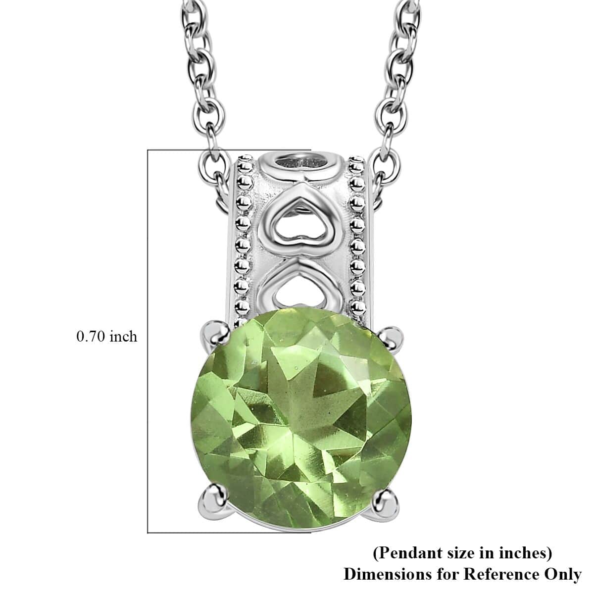 Chartreuse Quartz (Triplet) Solitaire Pendant Necklace 20 Inches in Stainless Steel 4.00 ctw image number 6