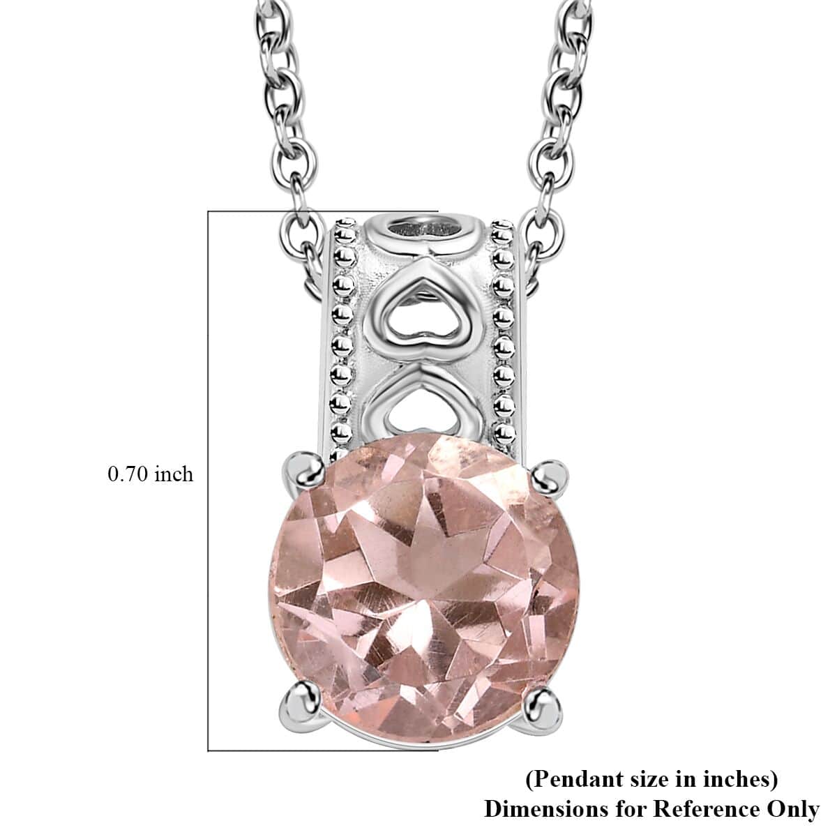 Morganique Quartz Solitaire Pendant Necklace 20 Inches in Stainless Steel 4.00 ctw image number 6