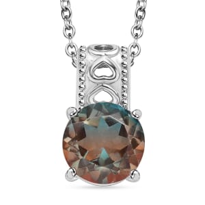 Aqua Terra Costa Quartz (Triplet) 3.90 ctw Solitaire Pendant Necklace 20 Inches in Stainless Steel