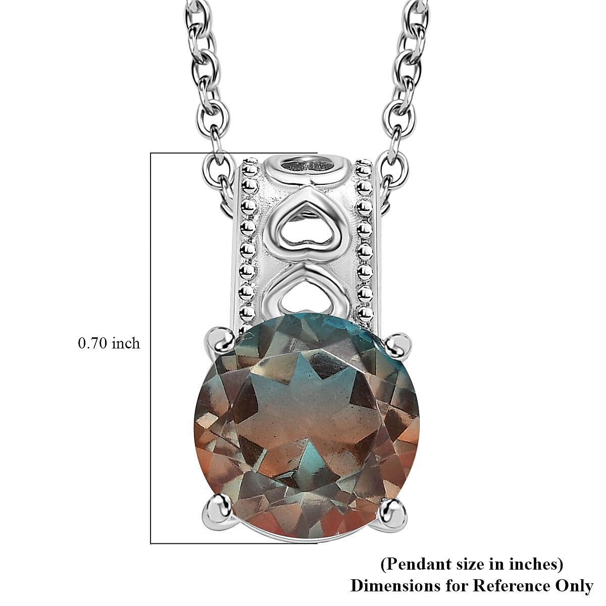 Aqua Terra Costa Quartz (Triplet) 3.90 ctw Solitaire Pendant Necklace 20 Inches in Stainless Steel