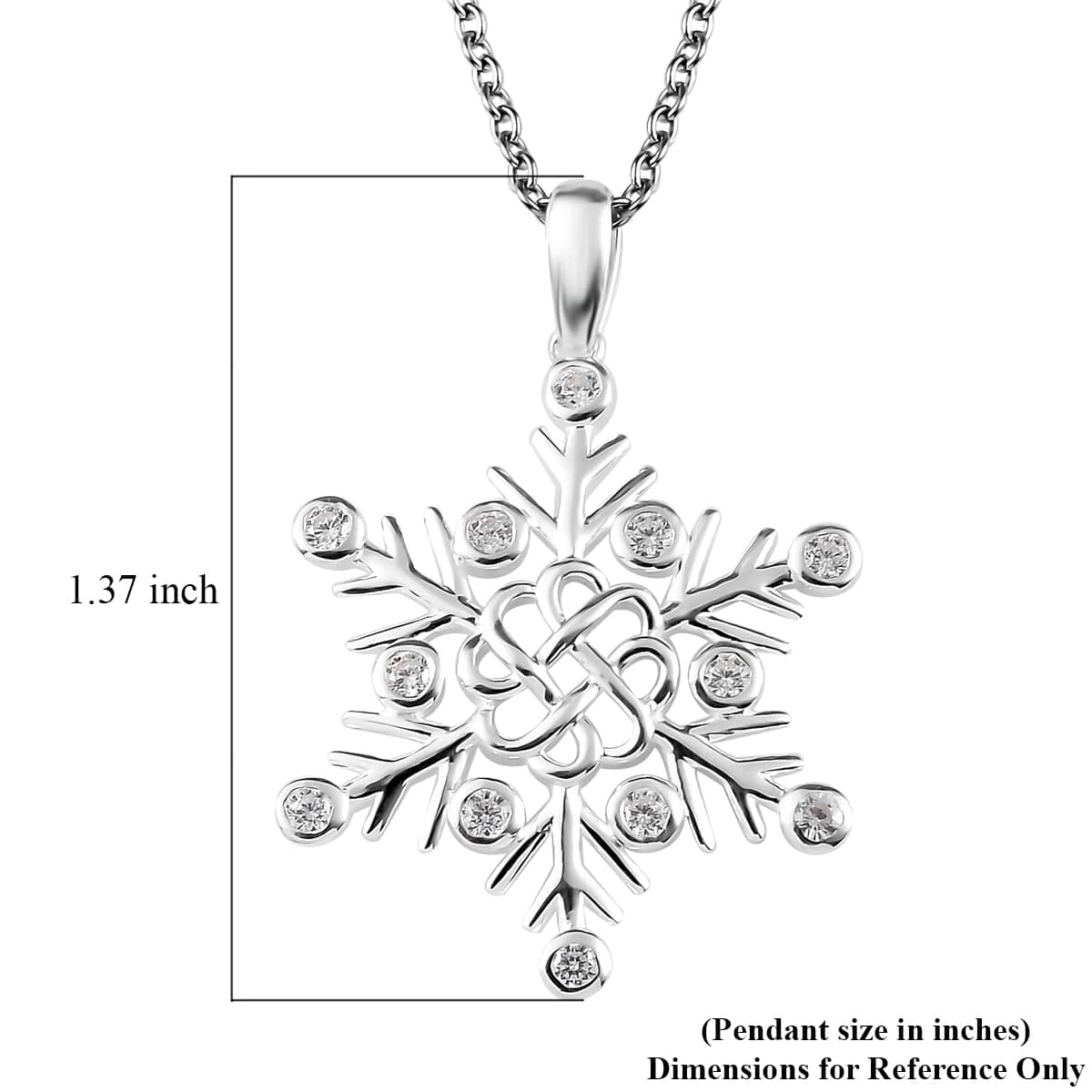 Simulated Diamond Snowflake Pendant in Sterling Silver with Stainless Steel Necklace 20 Inches 0.75 ctw image number 5