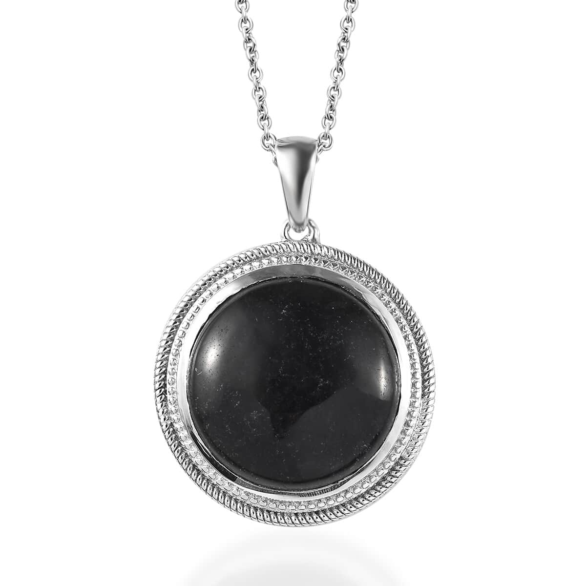 Black Jade (D) Pendant in Platinum Over Copper with Magnet and Stainless Steel Necklace 20 Inches 19.00 ctw image number 0