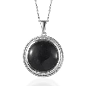 Black Jade (D) Pendant in Platinum Over Copper with Magnet and Stainless Steel Necklace 20 Inches 19.00 ctw