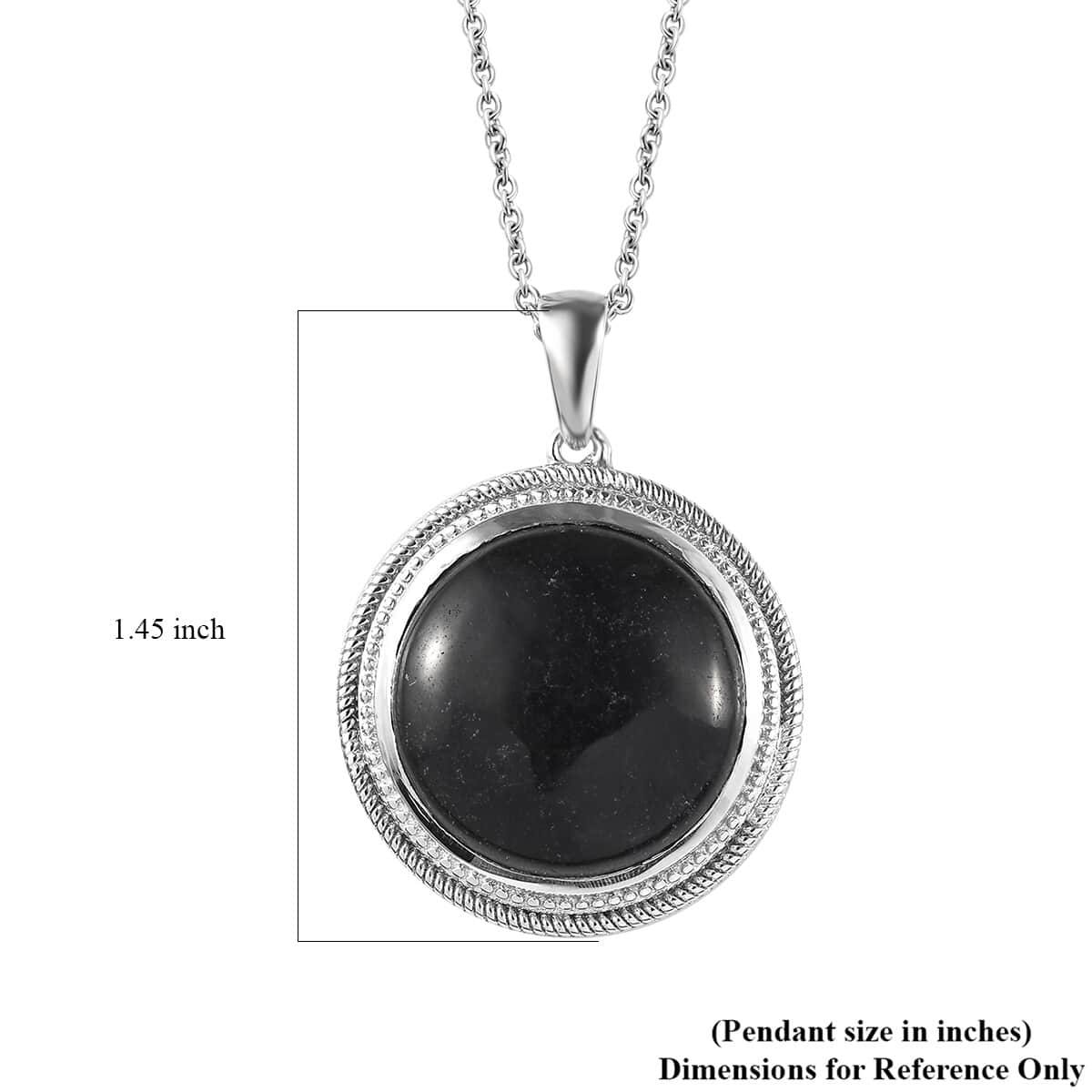 Black Jade (D) Pendant in Platinum Over Copper with Magnet and Stainless Steel Necklace 20 Inches 19.00 ctw image number 6
