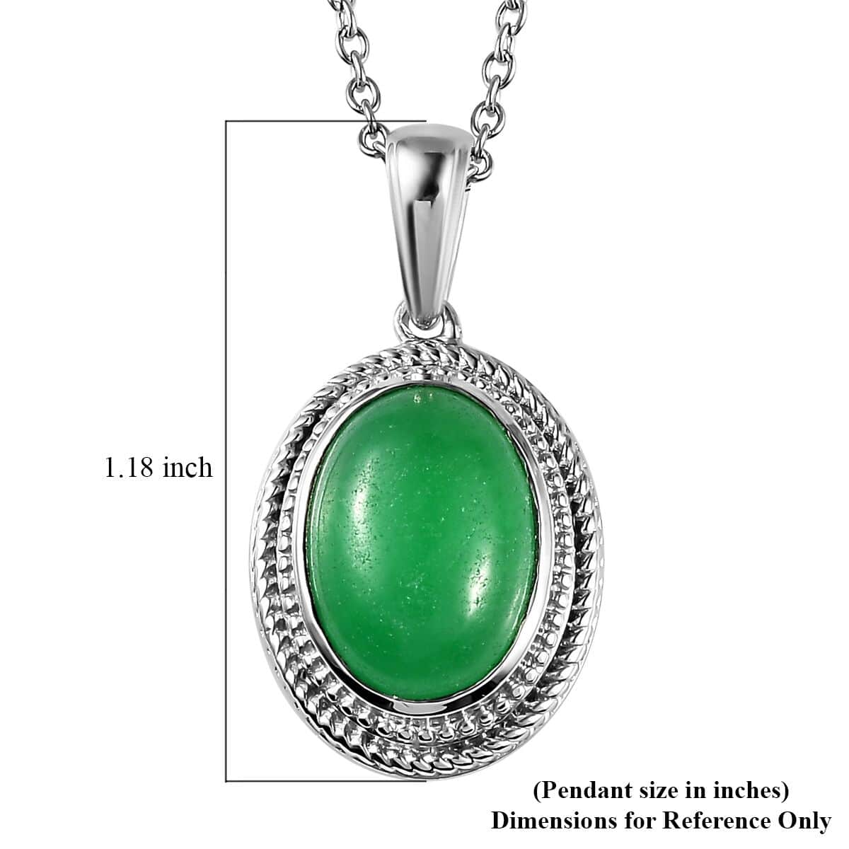 Karis Green Jade (D) Pendant in Platinum Bond with Stainless Steel Necklace (20 Inches) 6.25 ctw image number 6