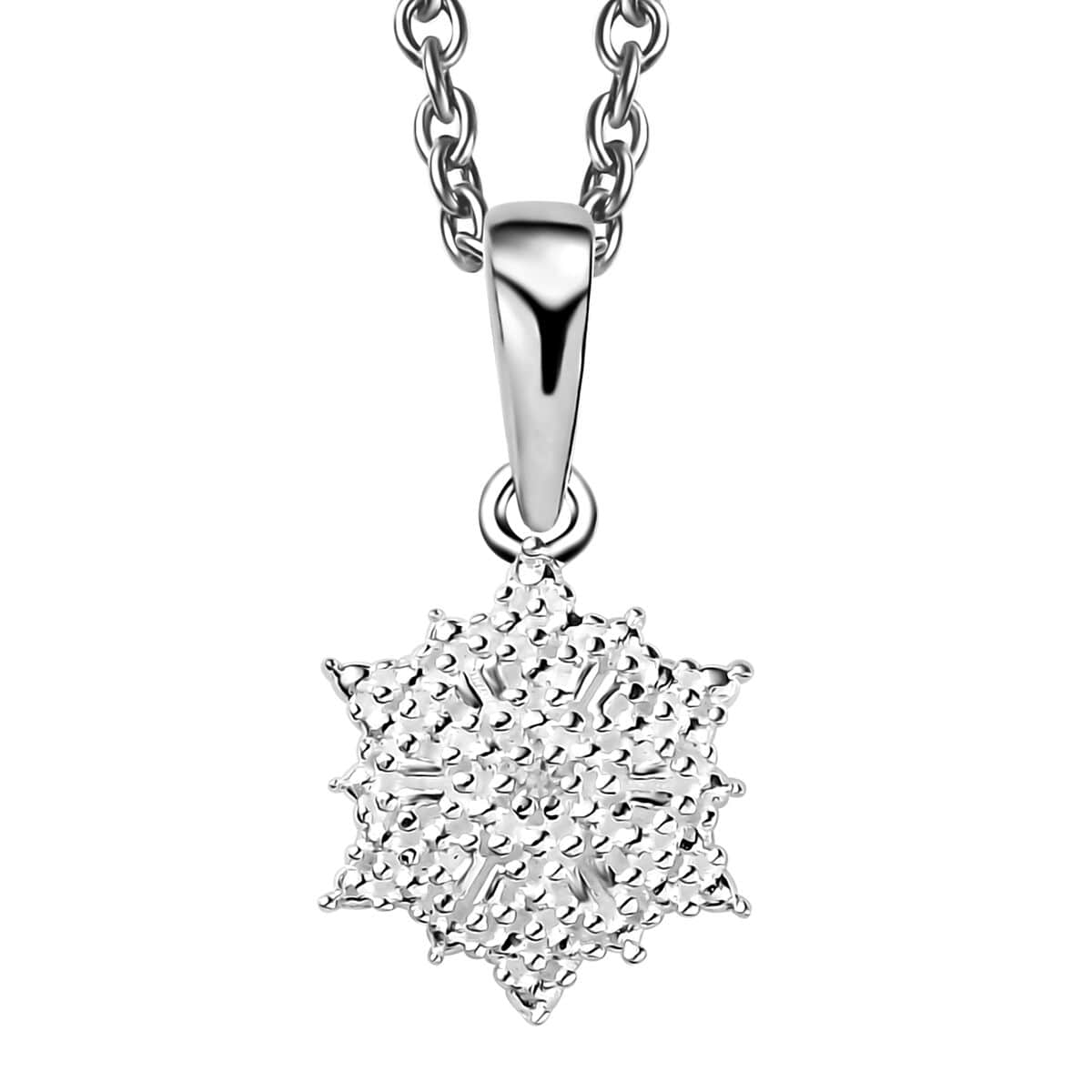 Diamond Accent Sunburst Pendant in Sterling Silver with Stainless Steel Necklace 20 Inches image number 0