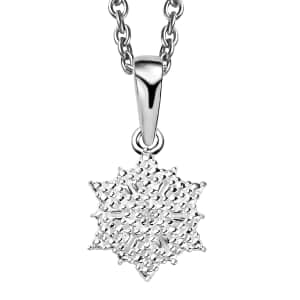 Diamond Accent Sunburst Pendant in Sterling Silver with Stainless Steel Necklace 20 Inches