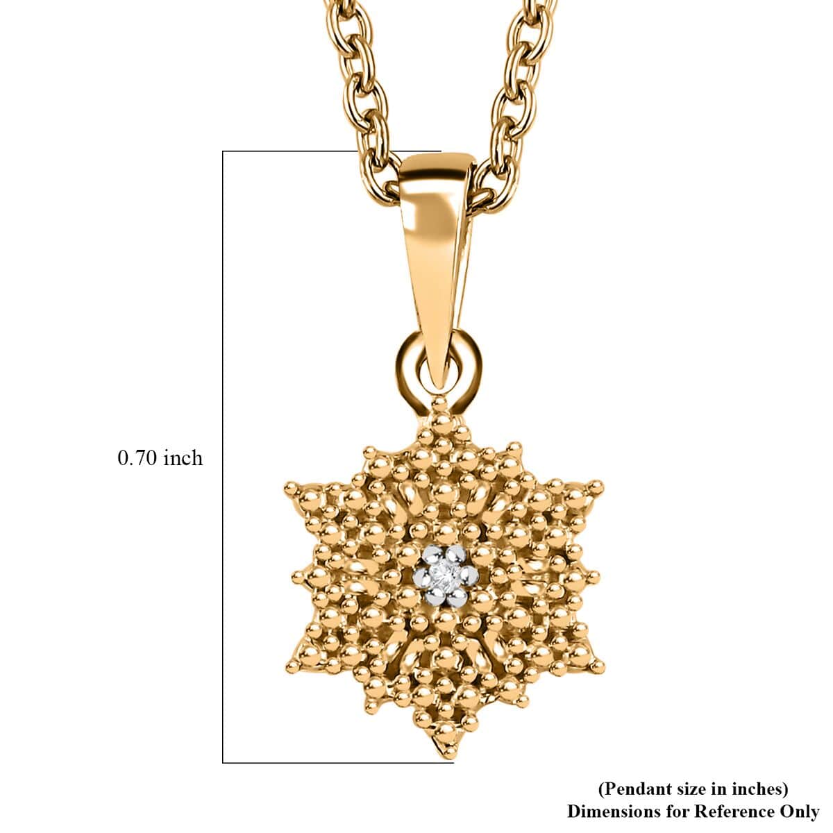 Diamond Accent Sunburst Pendant in 14K YG Over Sterling Silver with ION Plated YG Stainless Steel Necklace 20 Inches image number 6