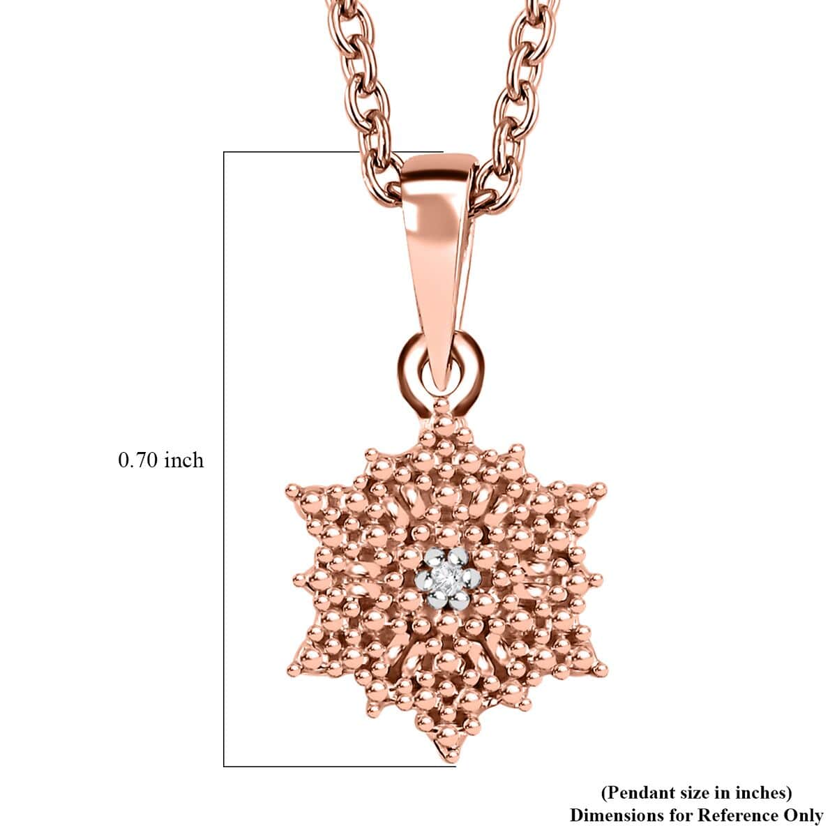 Diamond Accent Sunburst Pendant in 14K RG Over Sterling Silver with ION Plated RG Stainless Steel Necklace 20 Inches image number 6