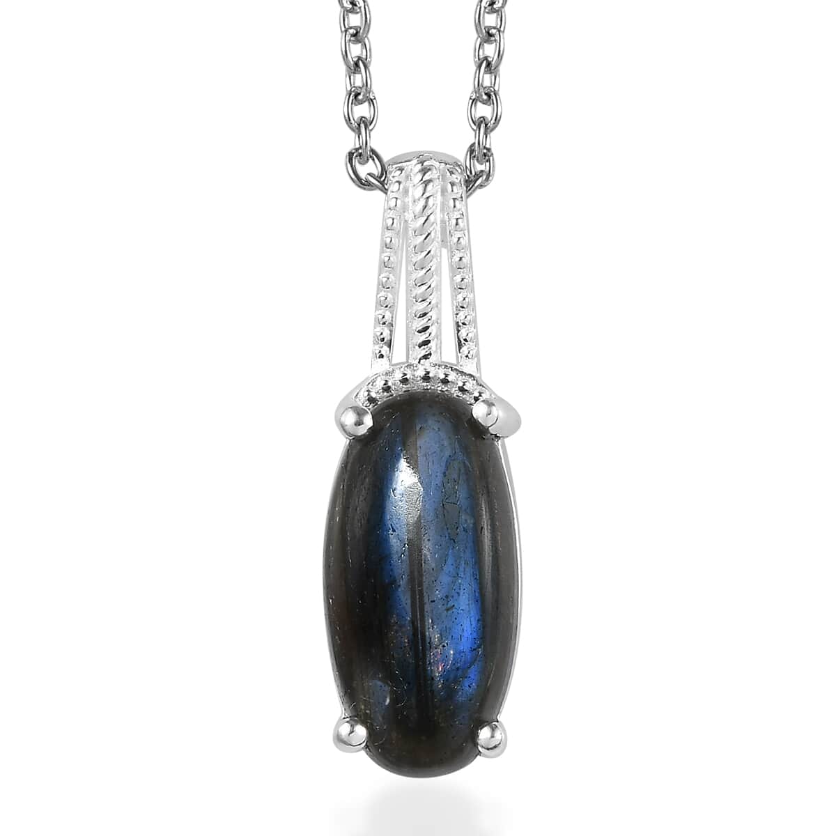 Malagasy Labradorite Pendant in Sterling Silver with Stainless Steel Necklace 20 Inches 5.65 ctw image number 0