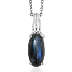 Malagasy Labradorite Pendant in Sterling Silver with Stainless Steel Necklace 20 Inches 5.65 ctw