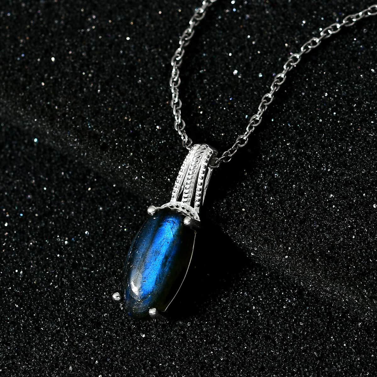 Malagasy Labradorite Pendant in Sterling Silver with Stainless Steel Necklace 20 Inches 5.65 ctw image number 2