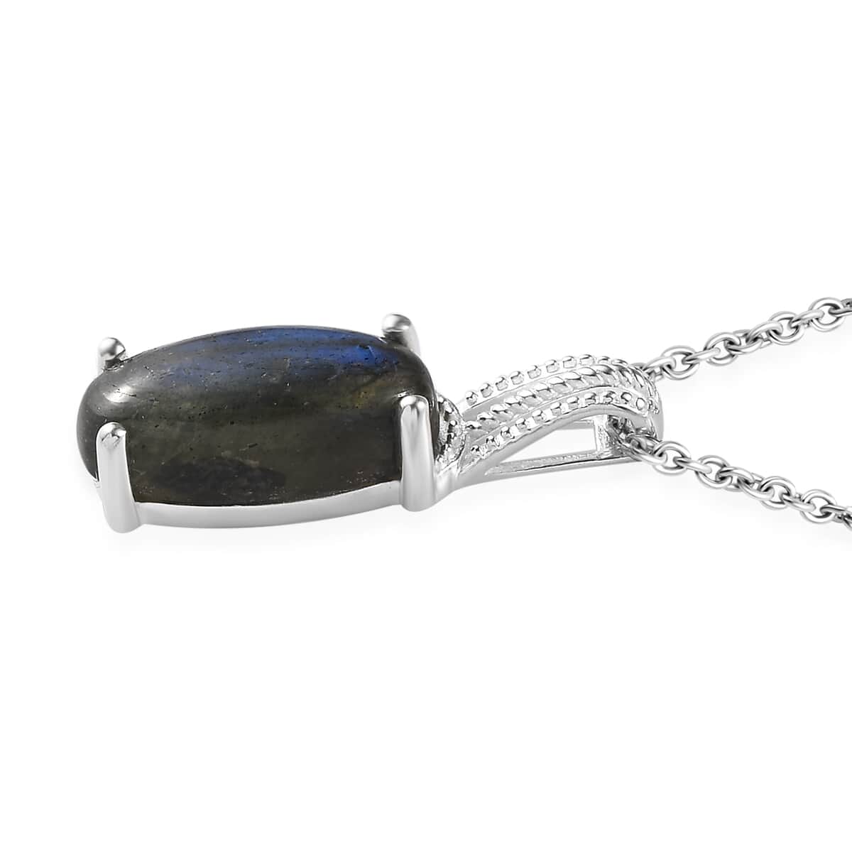 Malagasy Labradorite Pendant in Sterling Silver with Stainless Steel Necklace 20 Inches 5.65 ctw image number 4