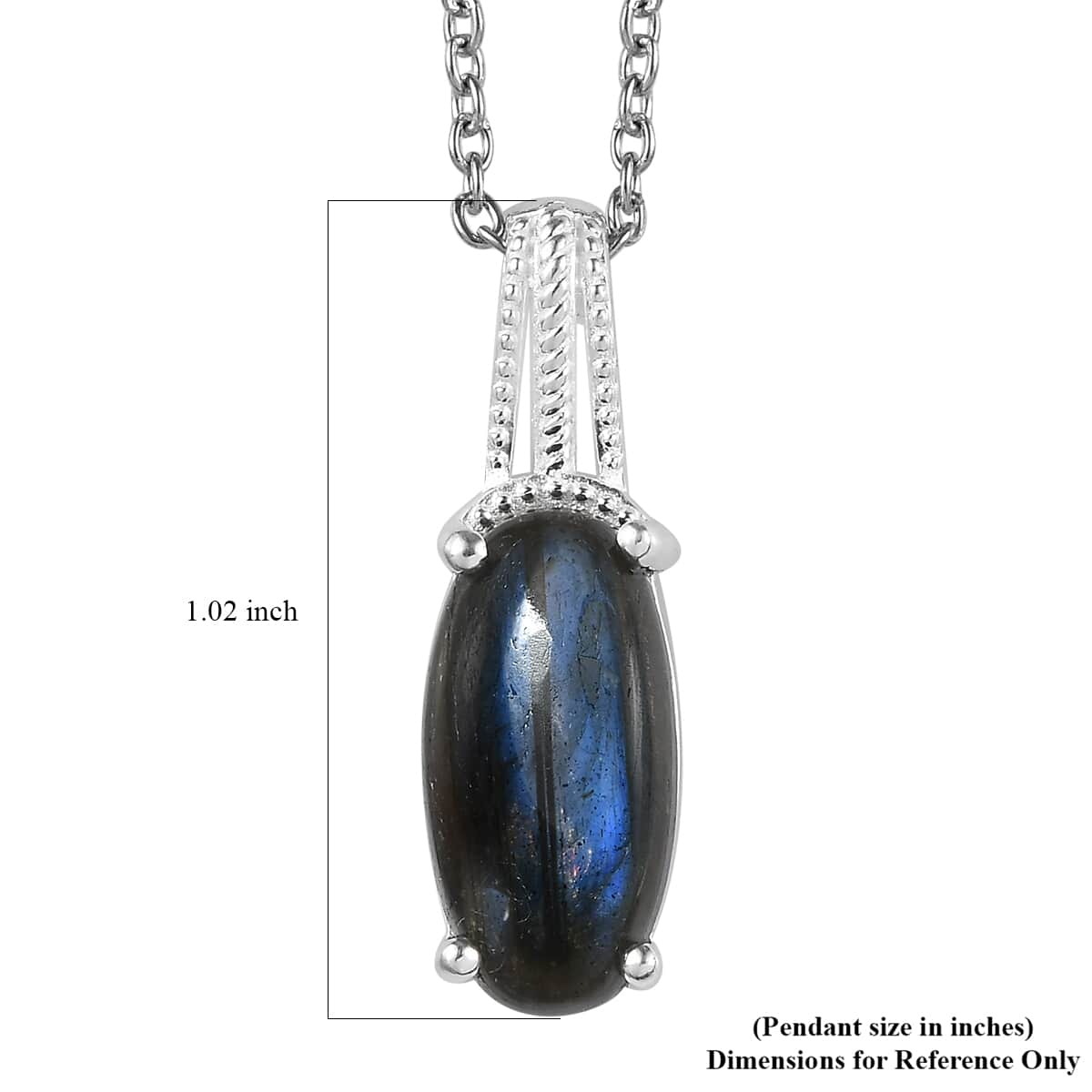 Malagasy Labradorite Pendant in Sterling Silver with Stainless Steel Necklace 20 Inches 5.65 ctw image number 7