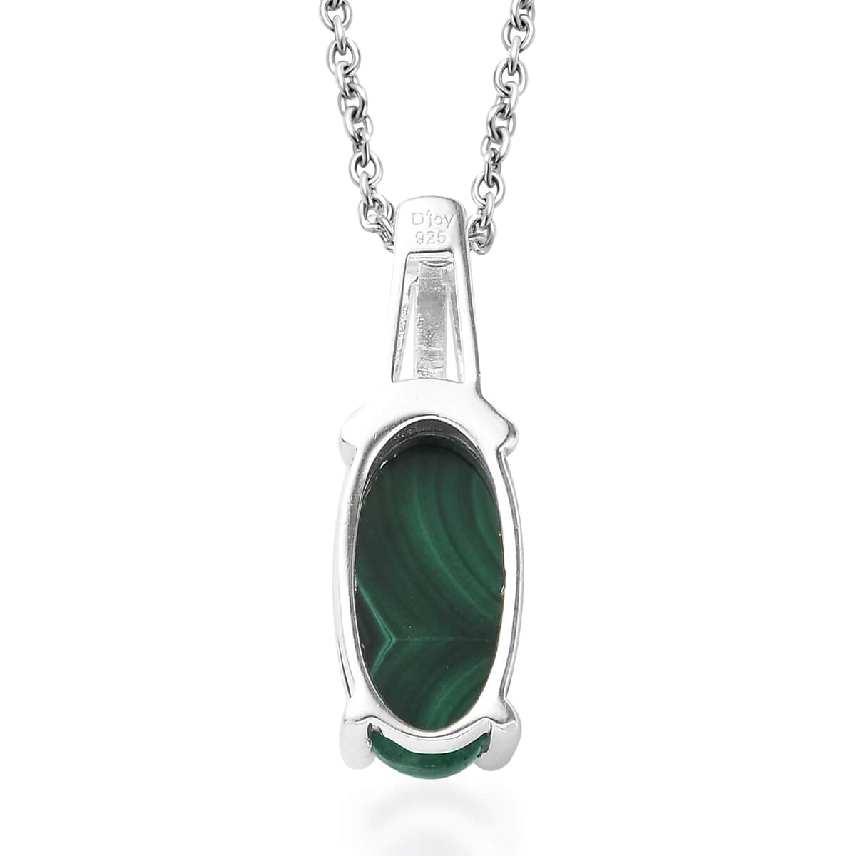 African Malachite Pendant in Sterling Silver with Stainless Steel Necklace (20 Inches) 6.25 ctw image number 4