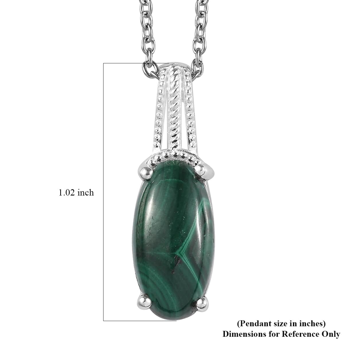African Malachite Pendant in Sterling Silver with Stainless Steel Necklace (20 Inches) 6.25 ctw image number 6