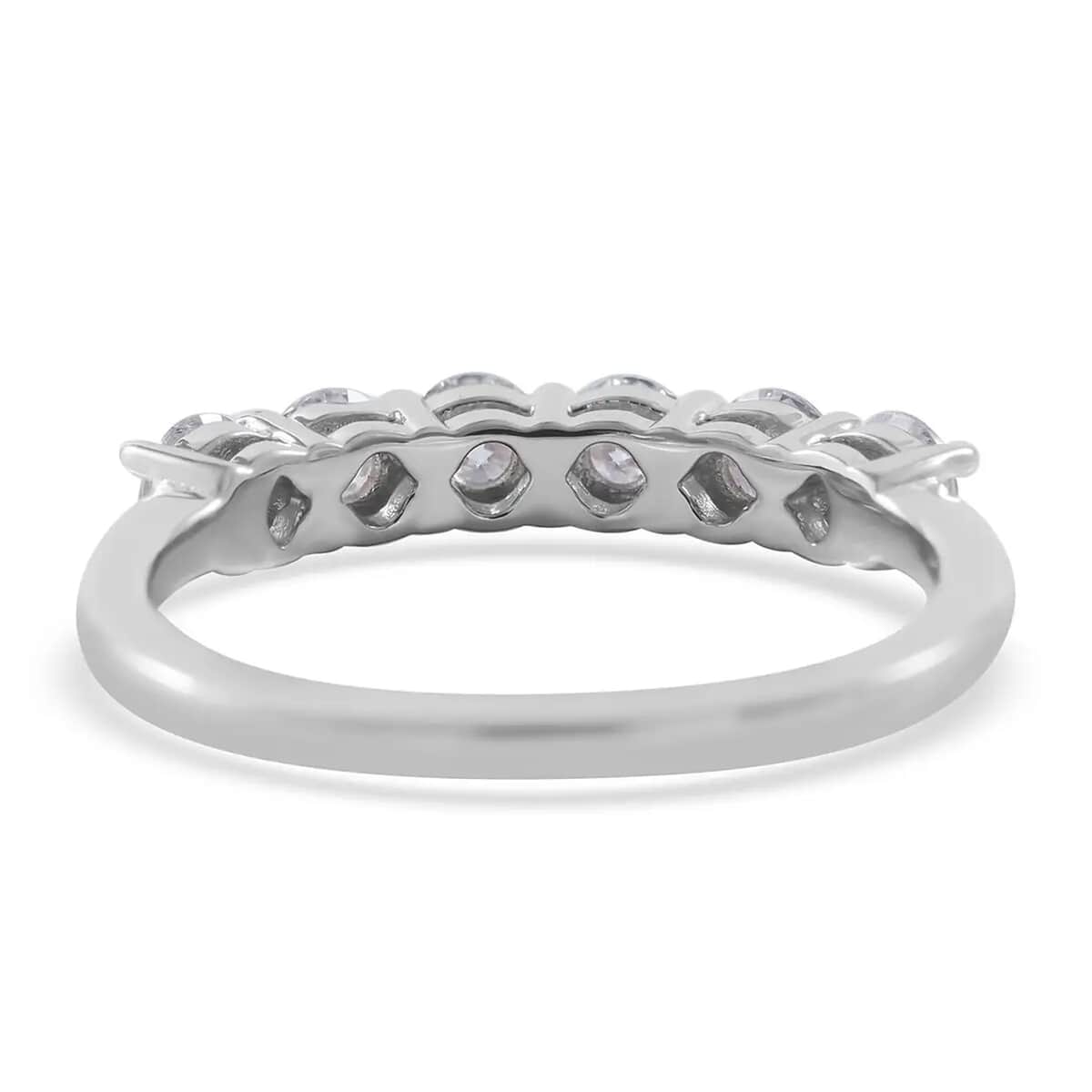 Moissanite Half Eternity Band Ring (Size 5.00) and Hoop Earrings in Platinum Over Sterling Silver 2.85 ctw image number 6