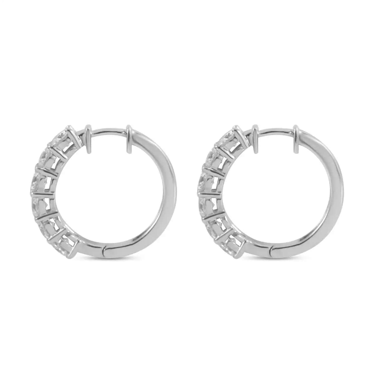 Moissanite Half Eternity Band Ring (Size 5.00) and Hoop Earrings in Platinum Over Sterling Silver 2.85 ctw image number 7