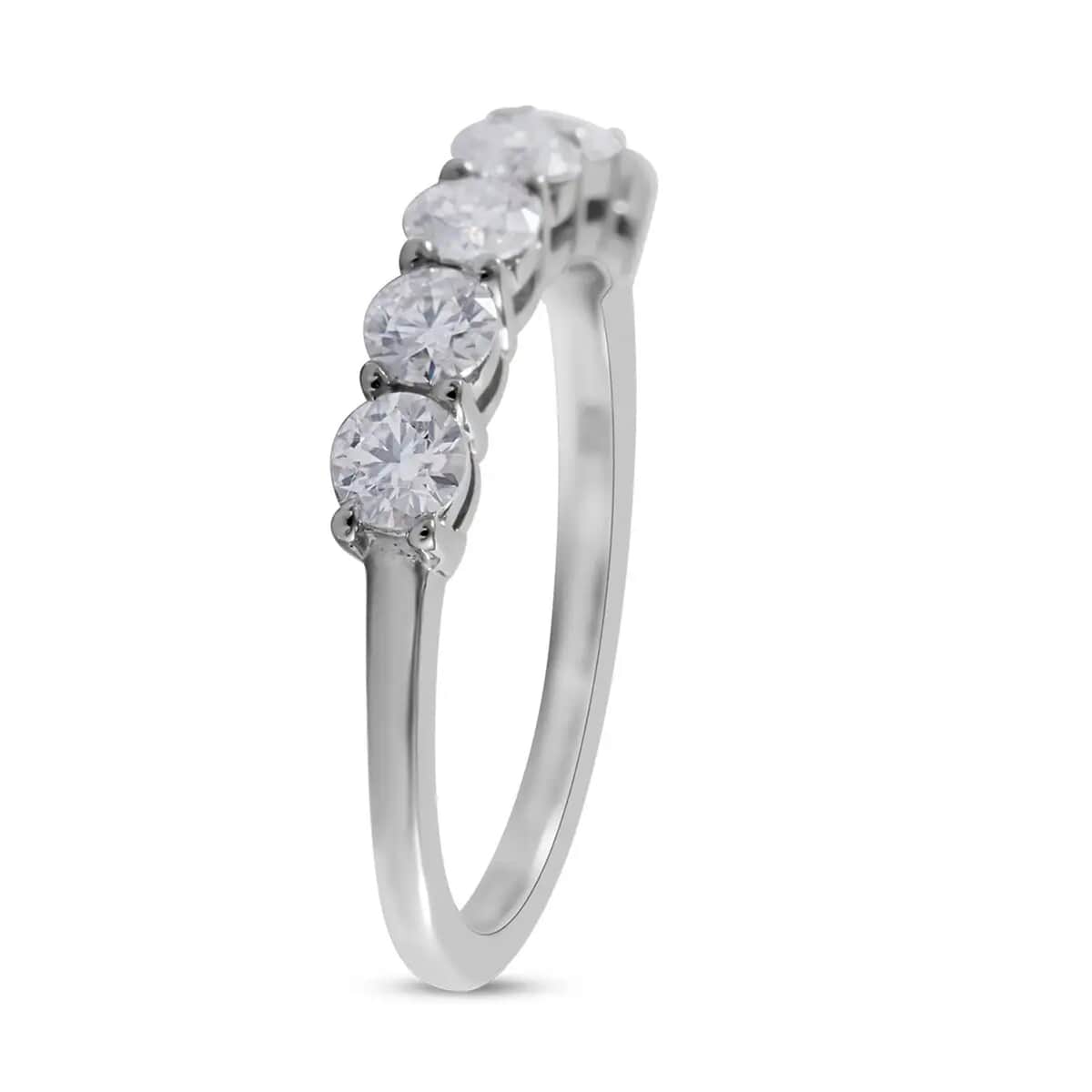 Moissanite Half Eternity Band Ring (Size 5.00) and Hoop Earrings in Platinum Over Sterling Silver 2.85 ctw image number 8