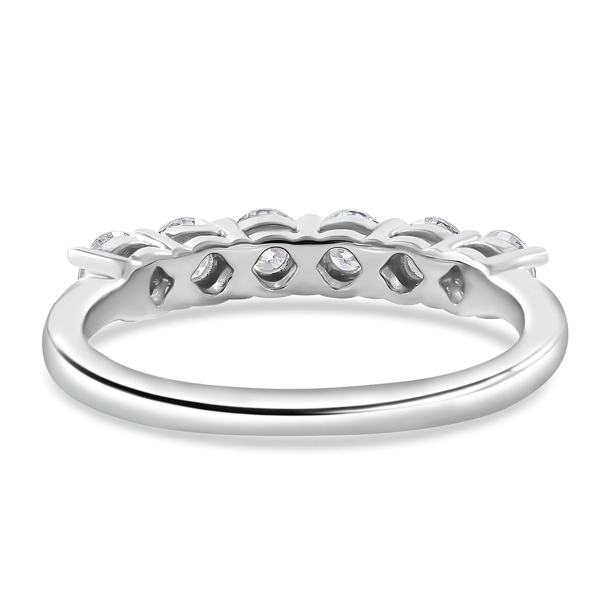 Moissanite Half Eternity Band Ring (Size 7.00) and Hoop Earrings in Platinum Over Sterling Silver 2.85 ctw