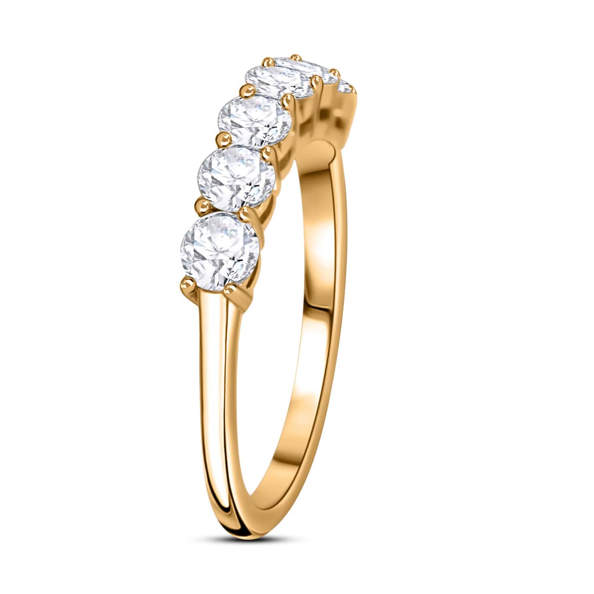 Moissanite Half Eternity Band Ring (Size 5.00) and Hoop Earrings in Vermeil Yellow Gold Over Sterling Silver 2.85 ctw image number 4