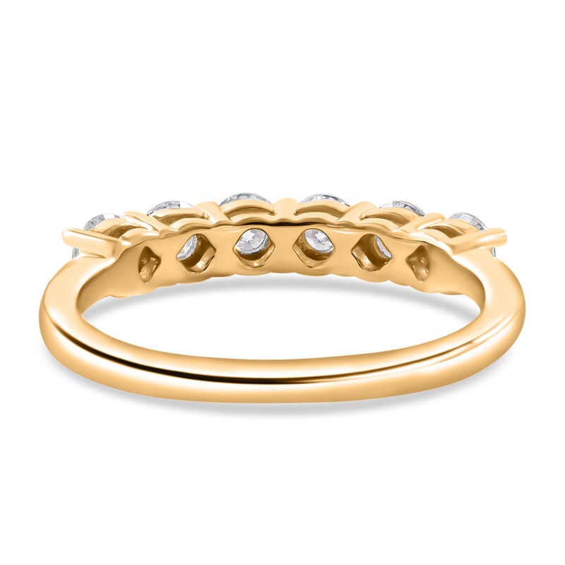 Moissanite 2.85 ctw Half Eternity Band Ring (Size 5.00) and Hoop Earrings in Vermeil Yellow Gold Over Sterling Silver