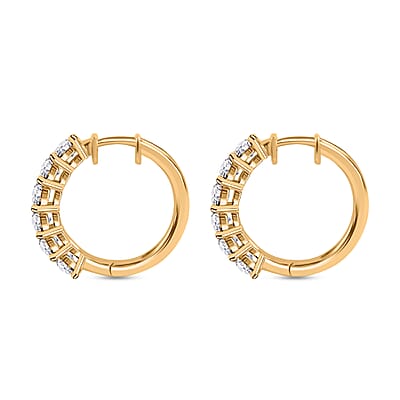 Moissanite 2.85 ctw Half Eternity Band Ring (Size 5.00) and Hoop Earrings in Vermeil Yellow Gold Over Sterling Silver
