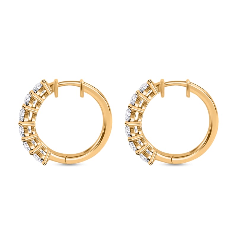Moissanite 2.85 ctw Half Eternity Band Ring (Size 5.00) and Hoop Earrings in Vermeil Yellow Gold Over Sterling Silver