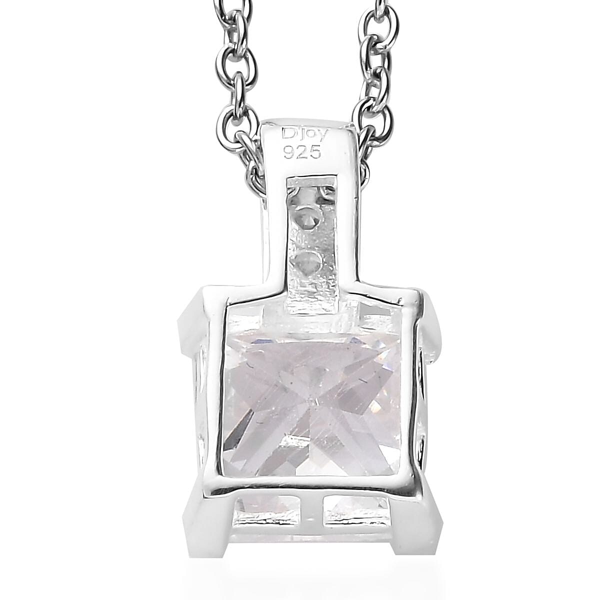 D'Joy Simulated Diamond Pendant in Sterling Silver with Stainless Steel Necklace 20 Inches