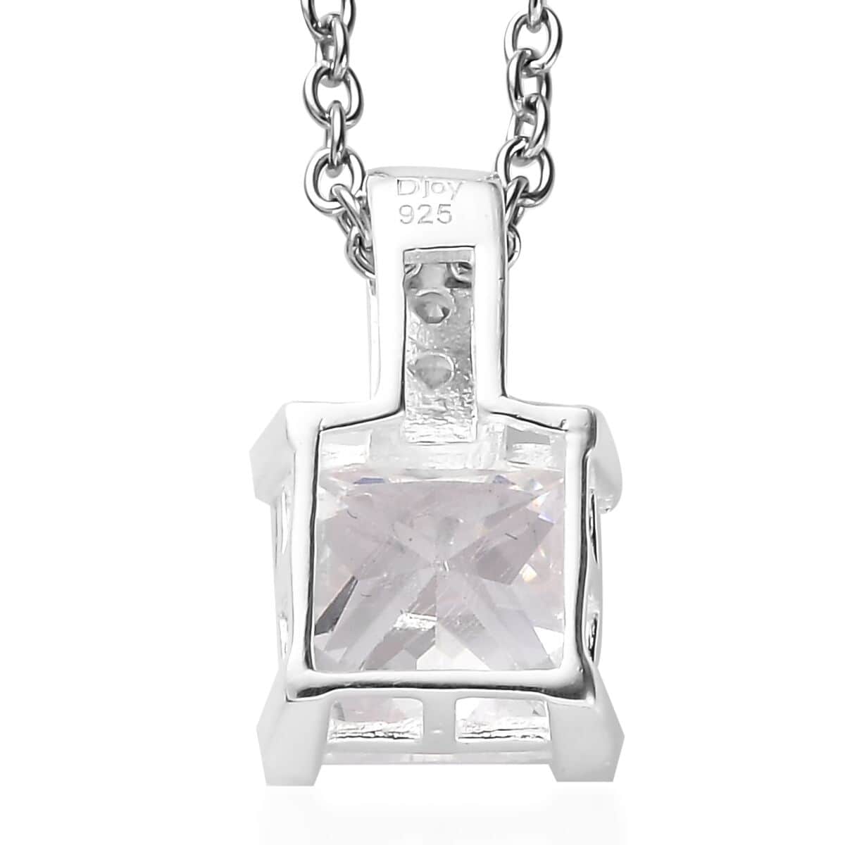 Simulated Diamond Pendant in Sterling Silver with Stainless Steel Necklace (20 Inches) 4.15 ctw image number 4