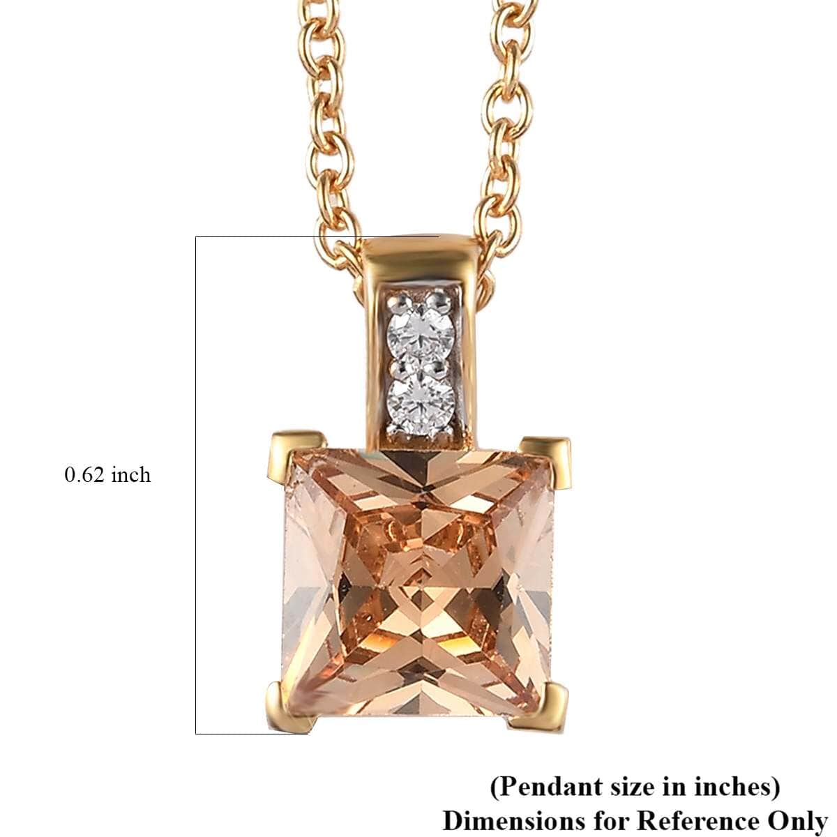 Simulated Champagne and White Diamond Pendant in 14k YG Over Sterling Silver with ION Plated YG Stainless Steel Necklace 20 Inches 4.20 ctw image number 6