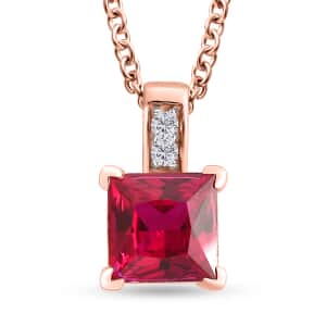 Red and White Simulated Diamond Pendant in 14K RG Over Sterling Silver with ION Plated RG Stainless Steel Necklace 20 Inches 3.00 ctw