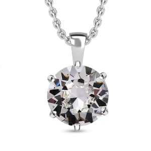 Designer Premium Austrian Crystal Solitaire Pendant in Sterling Silver with Stainless Steel Necklace 20 Inches