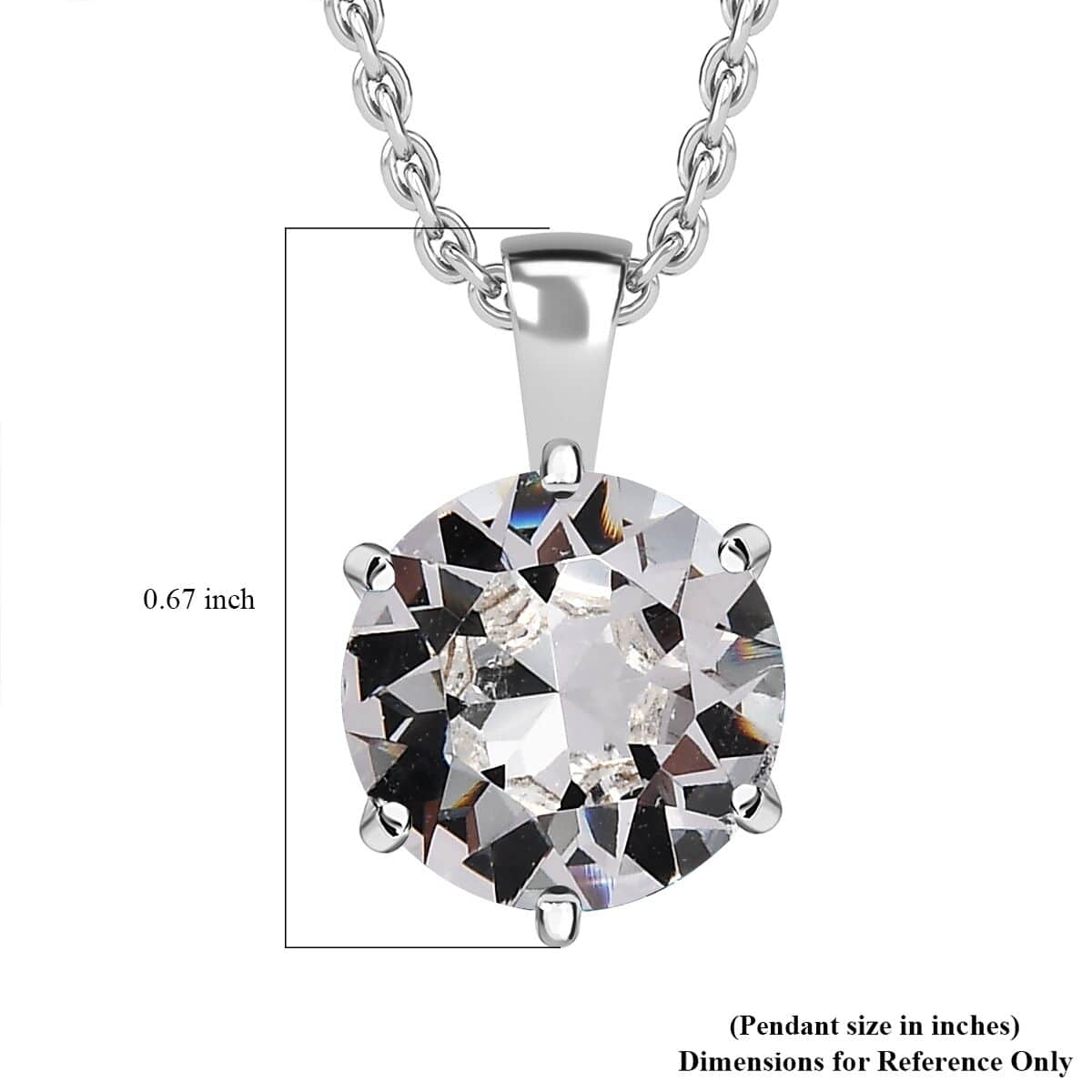 Designer Premium Austrian Crystal Solitaire Pendant in Sterling Silver with Stainless Steel Necklace 20 Inches image number 5