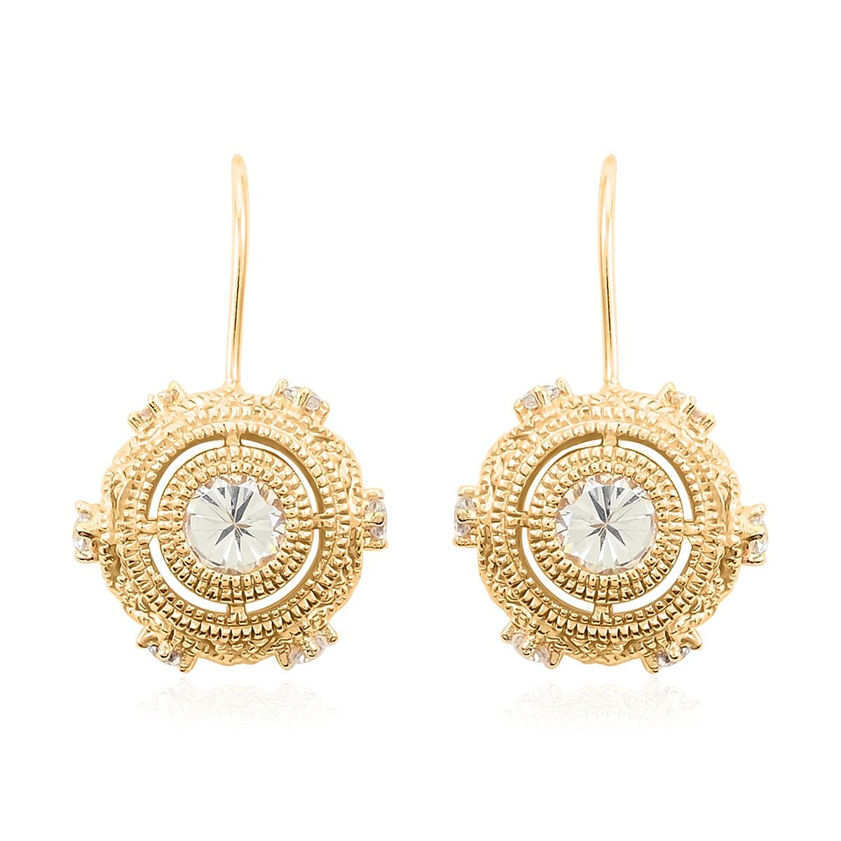 Austrian Crystal Earrings and Necklace 18 Inches in Goldtone 2.10 ctw